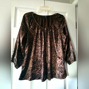 Express Brown and Black Cheetah print dressy shirt Women's Medium